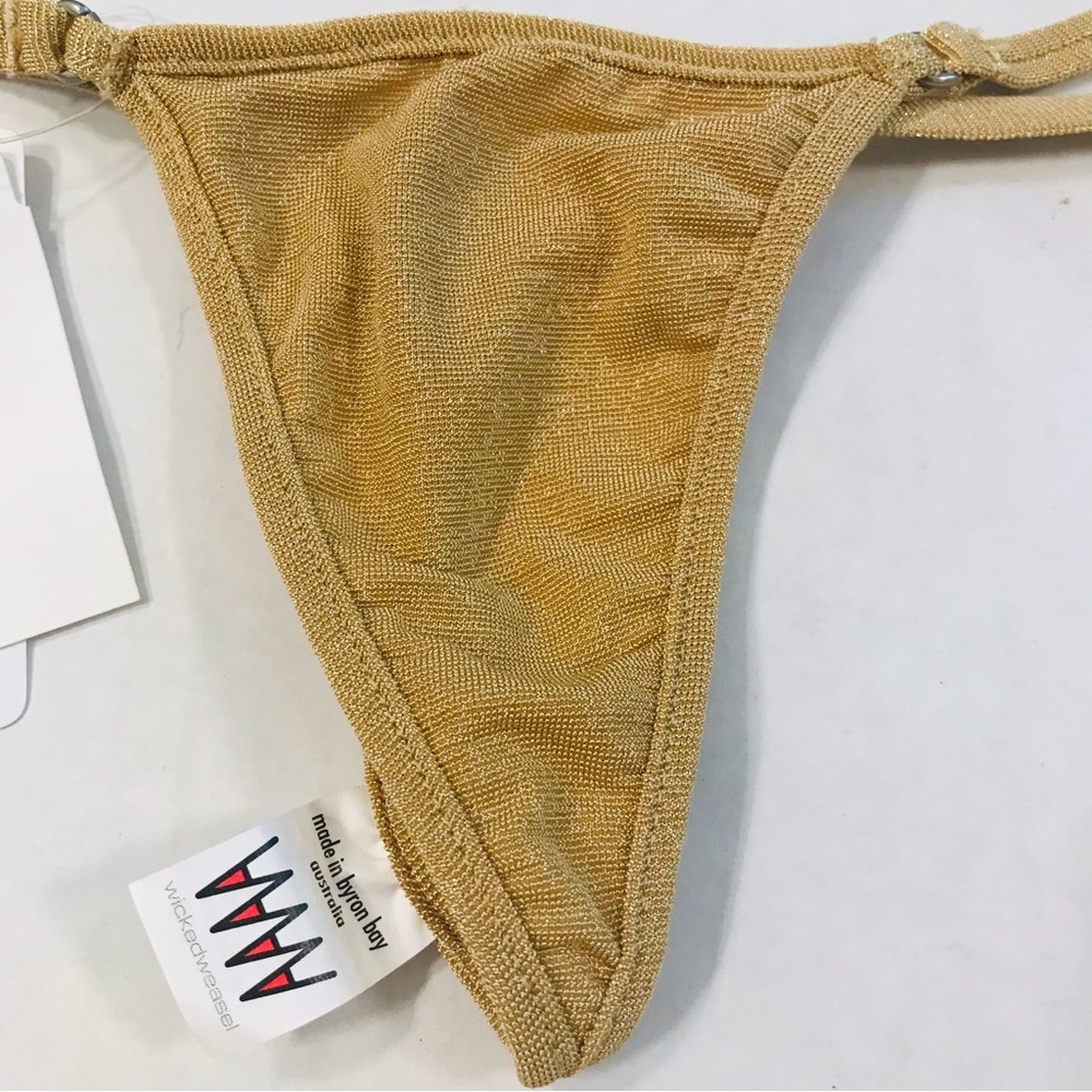 RARE & NEW Discontinued Wicked Weasel Gold Lurex Bikini Set - Picture 4 of 7